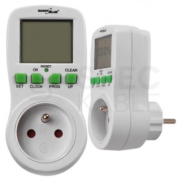 OUTLET Programator czasowy wyłącznik cyfrowy TIMER do gniazda 230V GreenBlue GB107