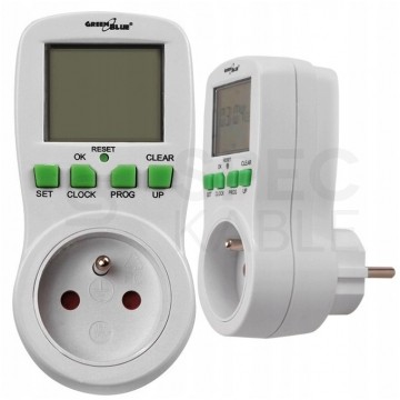 OUTLET Programator czasowy wyłącznik cyfrowy TIMER do gniazda 230V GreenBlue GB107