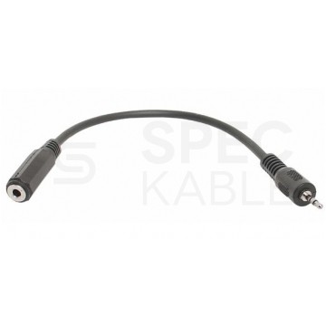 OUTLET Przejście Adapter Audio AUX micro Jack 2,5mm Stereo (wtyk) / mini Jack 3,5mm Stereo (gniazdo) na kablu czarny 20cm