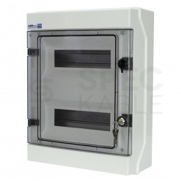 OUTLET Rozdzielnica natynkowa hermetyczna RH-24 2x12 modułów z zamkiem (500V AC / 1000V DC) IP65 330x420x138mm drzwi transparentne Elektro-Plast