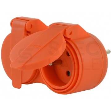 OUTLET Rozgałęźnik sieciowy na 2 gniazda [2P+Z] 230V 16A pomarańczowy IP44 ECO