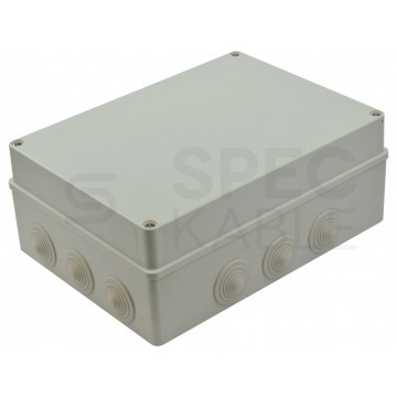 OUTLET Skrzynka hermetyczna IP65 Puszka instalacyjna 300x220x120mm bezhalogenowa szara z dławikami PG29 S-BOX 606
