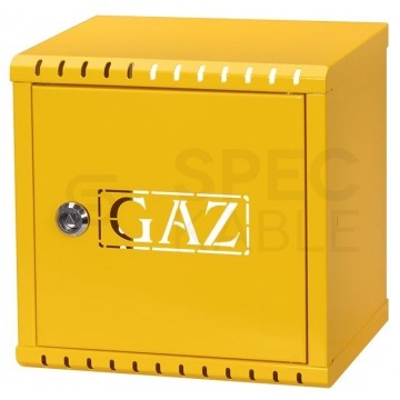 OUTLET Skrzynka szafka gazowa nierdzewna żółta 250x250x200mm + kluczyk bezpieczeństwa