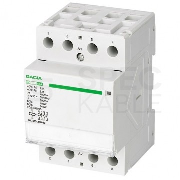 OUTLET Stycznik modułowy na szyne 63A cewka 230V 4NO 3P GACIA