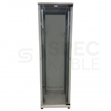 OUTLET Szafa stojąca 19" 42U 600x600mm drzwi szklane szara BKT