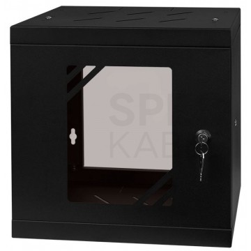 OUTLET Szafa wisząca RACK 10" 6U 300mm drzwi szklane czarna