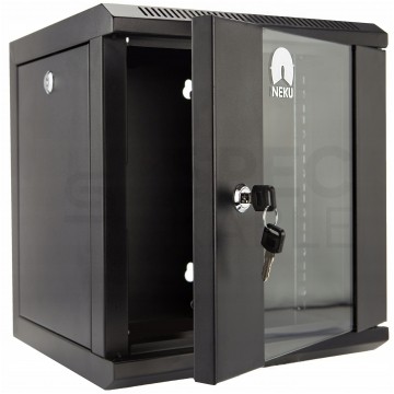 OUTLET Szafa wisząca RACK 10" 6U 300mm drzwi szklane czarna NEKU TS
