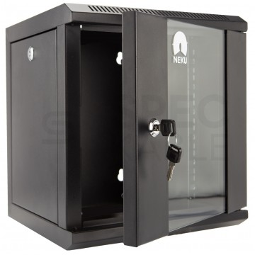 OUTLET Szafa wisząca RACK 10" 6U 300mm drzwi szklane czarna NEKU TS