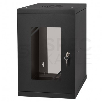 OUTLET Szafa wisząca RACK 10" 9U 300mm drzwi szklane czarna NEKU
