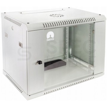 OUTLET Szafa wisząca RACK 19" 12U 500mm drzwi szklane szara NEKU TS BOX