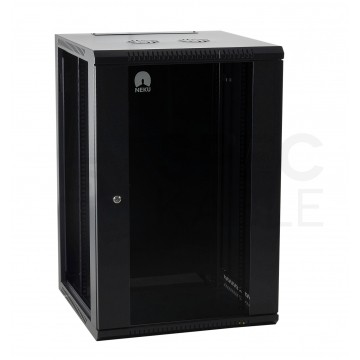 OUTLET Szafa wisząca RACK 19" 18U 600mm drzwi szklane czarna NEKU TS BOX