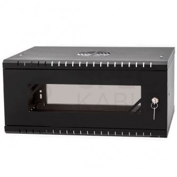 OUTLET Szafa wisząca RACK 19" 4U 450mm drzwi szklane czarna BOX