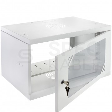 OUTLET Szafa wisząca RACK 19" 6U 350mm szara z półką NEKU ECO BOX