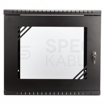 OUTLET Szafa wisząca RACK 19" 9U 450mm drzwi szklane czarna PRO