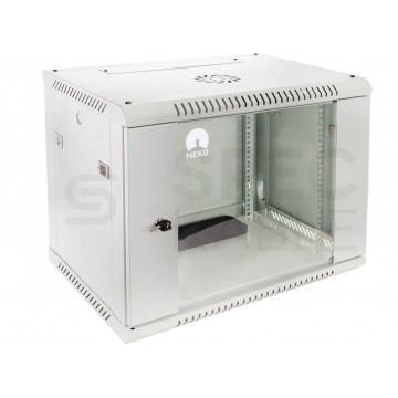 OUTLET Szafa wisząca RACK 19" 9U 450mm drzwi szklane szara NEKU TS BOX