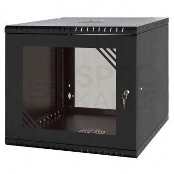 OUTLET Szafa wisząca RACK 19" 9U 600mm drzwi szklane czarna PRO
