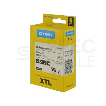 OUTLET Taśma DYMO XTL winylowa uniwersalna 24mm x 7m (biała / czarny nadruk) przemysłowa [1868753] ORYGINALNA