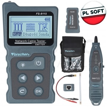 OUTLET Tester kabli sieciowych RJ45 PREMIUM z funkcją Lokalizatora par, pomiaru PoE i długości przewodu FORSCHER FS8115