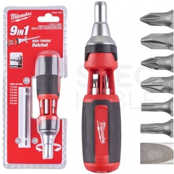 OUTLET Wkrętak z grzechotką uniwersalny 9w1 Bity MILWAUKEE