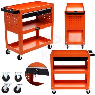 OUTLET Wózek warsztatowy 3 poziomowy (2 półki + szuflada) Kraft&Dele