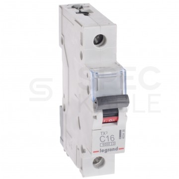 OUTLET Wyłącznik nadprądowy S bezpiecznik 1-fazowy C16 (C 16A) 1-biegunowy 1P (230/400V AC) 1-modułowy TX3 Legrand