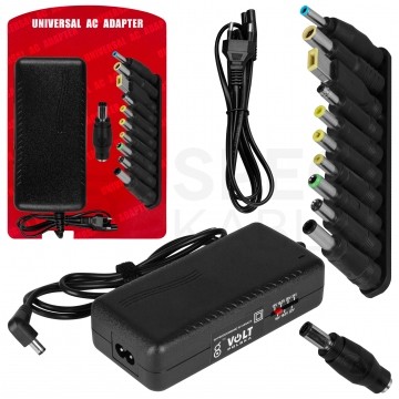 OUTLET Zasilacz sieciowy AC do laptopa 15-24V DC 90W + USB 5V/2A uniwersalny (11 końcówek) VOLT