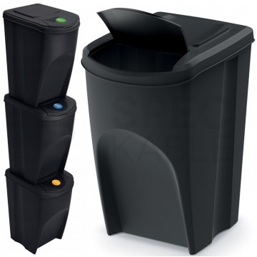 OUTLET Zestaw 3 koszy do segregacji odpadów antracytowy 392x293x620mm 35L Sortibox Prosperplast