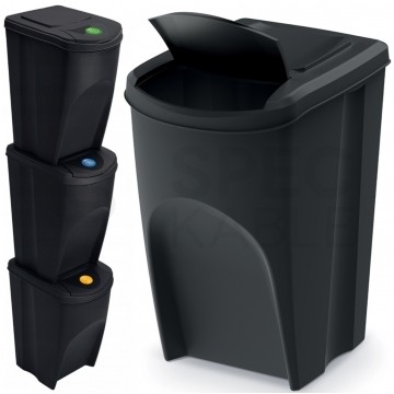 OUTLET Zestaw 3 koszy do segregacji odpadów antracytowy 392x293x620mm 35L Sortibox Prosperplast