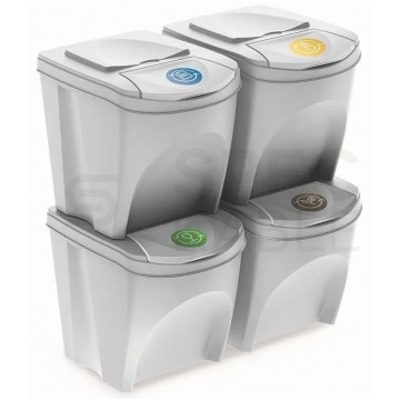 OUTLET Zestaw 4 koszy do segregacji odpadów 392x293x518mm 25L Sortibox SET4 Prosperplast
