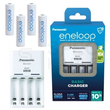 Panasonic Zestaw Ładowarka akumulatorów 4x Ni-MH (R6 AA / R03 AAA) Panasonic Eneloop BQ-CC51 z 4 akumulatorami Eneloop Ni-MH [R03 AAA] 800mAh