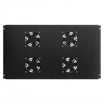 Panel 4x wentylator RACK 19" do szaf 600x1000 podsufitowy czarny 420x745mm NEKU FLR