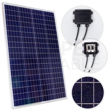 Panel solarny PV polikrystaliczny Bateria słoneczna 18V 110W turystyczna do kamperów + 2x przewód MC4 0,9m