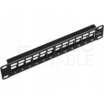 Patch panel pusty RACK 10" 1U na 12 modułów keystone czarny Alantec