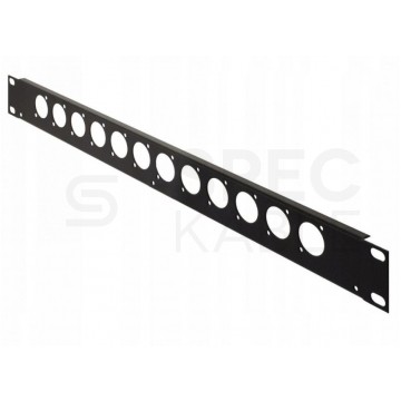 Patch panel pusty RACK 19" 1U na 12 gniazd typu D XLR RCA czarny