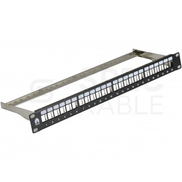 Patch panel pusty RACK 19" 1U na 24 moduły keystone STP czarny