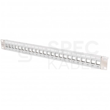 Patch panel pusty RACK 19" 1U na 24 moduły keystone szary STP DIGITUS