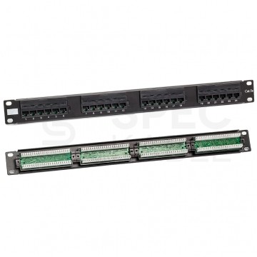 Patch panel RACK 19" kat.5e 24p UTP 1U czarny