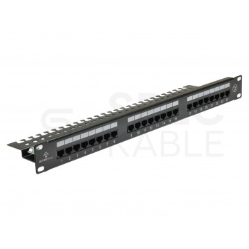 Patch panel RACK 19" kat.5e 24p UTP z półką 1U czarny Alantec