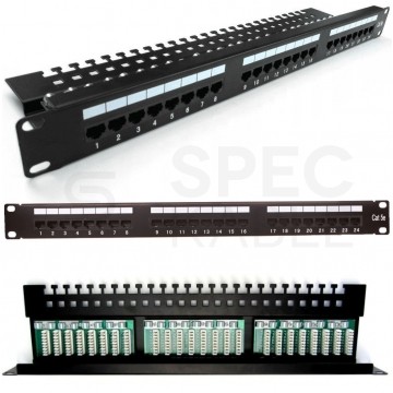 Patch panel RACK 19" kat.5e 24p UTP z półką 1U czarny DIGITUS