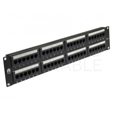 Patch panel RACK 19" kat.6 48p UTP 2U czarny NEKU