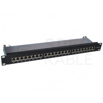 Patch panel RACK 19" kat.6A 24p STP z półką czarny Alantec