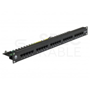 Patch panel telefoniczny RACK 19" kat.3 25xRJ45 1U czarny NEKU