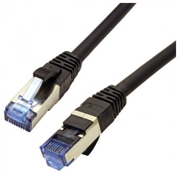 Patchcord S/FTP kat.6A PiMF kabel sieciowy LAN 2x RJ45 linka PoE czarny 15m