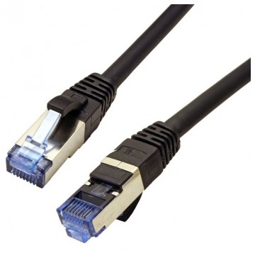 Patchcord S/FTP kat.6A PiMF kabel sieciowy LAN 2x RJ45 linka PoE czarny 1m