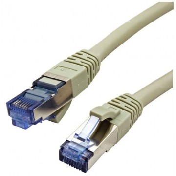 Patchcord S/FTP kat.6A PiMF kabel sieciowy LAN 2x RJ45 linka PoE szary 0,25m
