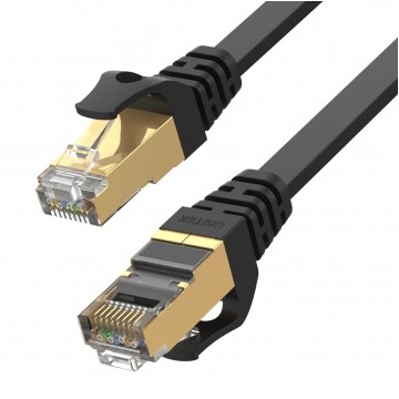Patchcord S/STP kat.7 kabel sieciowy LAN 2x RJ45 płaski linka PoE czarny 2m UNITEK