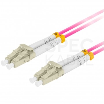 Patchcord światłowodowy MM LC/UPC-LC/UPC duplex 3mm OM4 magenta 2m LANBERG