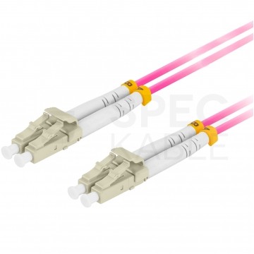 Patchcord światłowodowy MM LC/UPC-LC/UPC duplex 3mm OM4 magenta 5m LANBERG