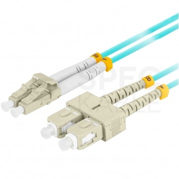 Patchcord światłowodowy MM LC/UPC-SC/UPC duplex 3mm OM3 aqua 1m LANBERG