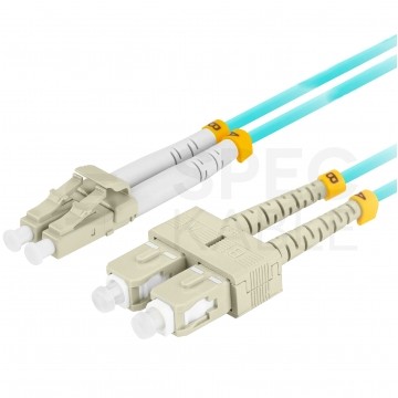 Patchcord światłowodowy MM LC/UPC-SC/UPC duplex 3mm OM3 aqua 3m LANBERG